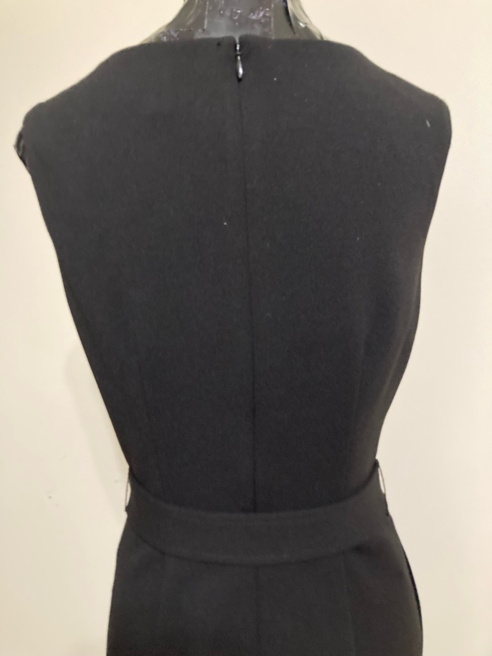 Sleeveless Black V-Neck Jumpsuit with Waist Tie. Item# SS1pcp4 - Picture 7 of 8